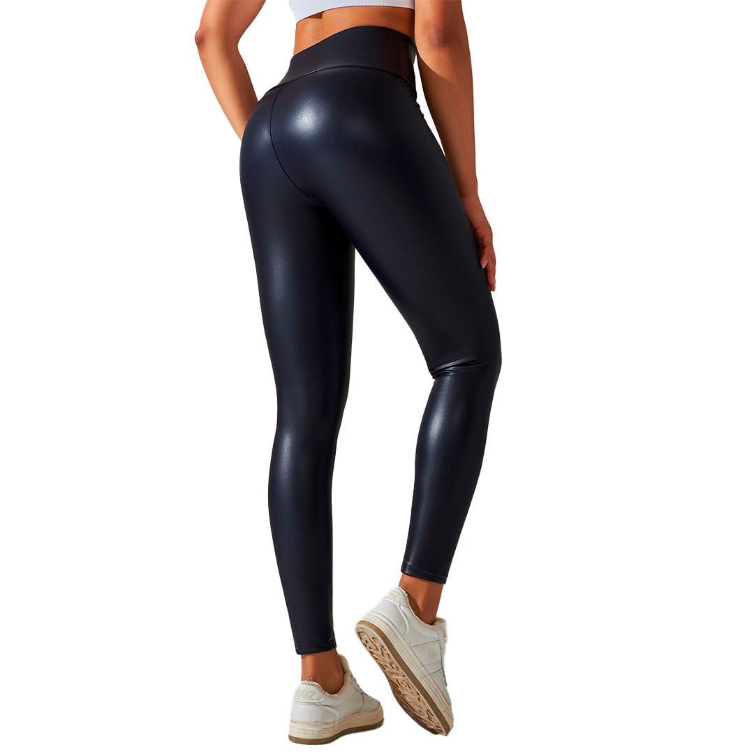 Damen Leder Leggings Dunkelblau