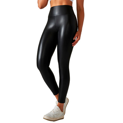 Damen Leder Leggings Schwarz